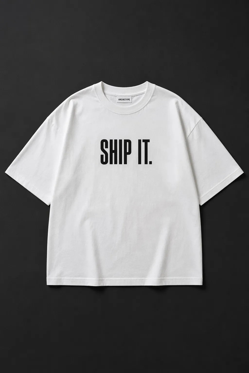 SHIP IT. white t-shirt mockup